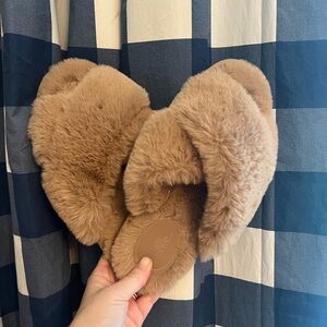 Stars Above Plush Tan Slippers